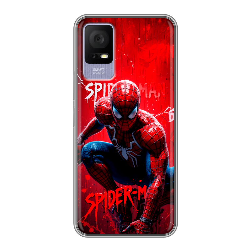 Силиконовый противоударный чехол на TCL 405 с принтом Spiderman Человек паук Силиконовый противоударный чехол на TCL 405 с принтом Spiderman Человек паук