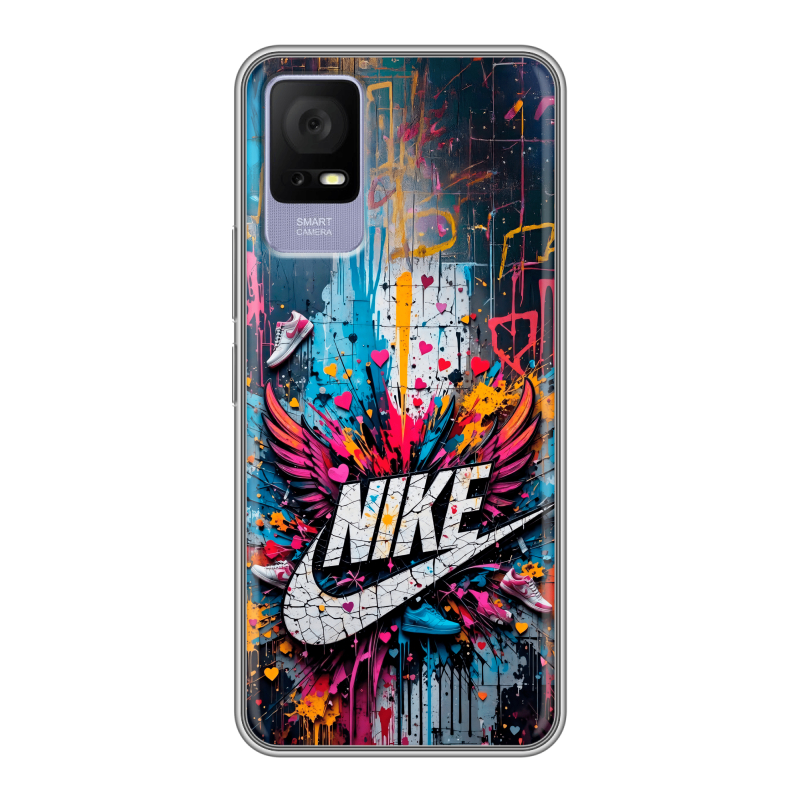 Силиконовый противоударный чехол на TCL 405 с принтом Nike Найк Силиконовый противоударный чехол на TCL 405 с принтом Nike Найк
