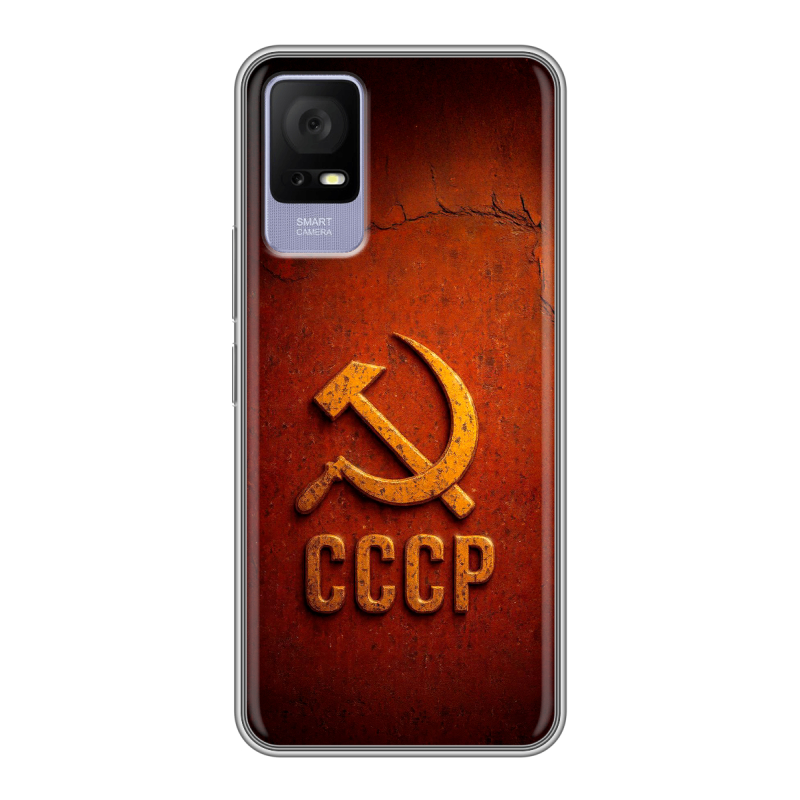 Силиконовый чехол на TCL 405 с принтом Флаг Герб СССР Силиконовый чехол на TCL 405 с принтом Флаг Герб СССР