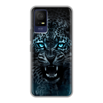Силиконовый чехол на TCL 408 с принтом Темный леопард Силиконовый чехол на TCL 408 с принтом Темный леопард