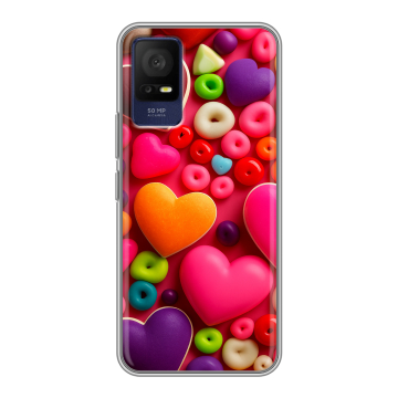 Силиконовый чехол на TCL 408 с принтом Сердечки Силиконовый чехол на TCL 408 с принтом Сердечки
