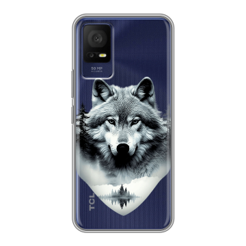 Силиконовый чехол на TCL 408 с принтом Волк в лесу Силиконовый чехол на TCL 408 с принтом Волк в лесу