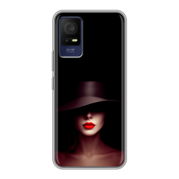 Силиконовый чехол на TCL 408 с принтом Девушка в шляпе Силиконовый чехол на TCL 408 с принтом Девушка в шляпе