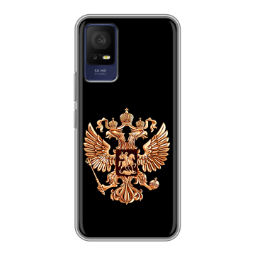 Силиконовый чехол на TCL 408 с принтом Герб России золотой