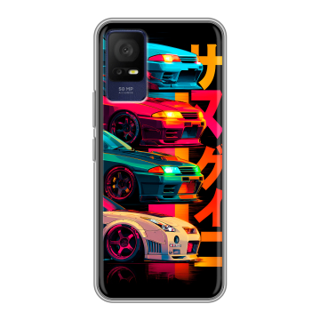 Силиконовый чехол на TCL 408 с принтом Гоночные машины Силиконовый чехол на TCL 408 с принтом Гоночные машины