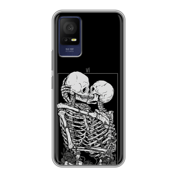 Силиконовый чехол на TCL 408 с принтом Поцелуй скелетов Силиконовый чехол на TCL 408 с принтом Поцелуй скелетов