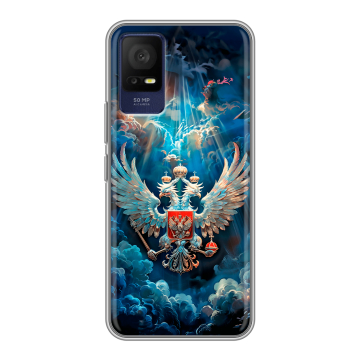 Силиконовый чехол на TCL 408 с принтом Герб флаг России Силиконовый чехол на TCL 408 с принтом Герб флаг России