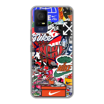 Силиконовый чехол на TCL 408 с принтом Найк Nike яркий Силиконовый чехол на TCL 408 с принтом Найк Nike яркий