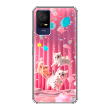 Силиконовый чехол на TCL 408 с принтом милые котики Силиконовый чехол на TCL 408 с принтом милые котики