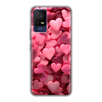 Силиконовый чехол на TCL 408 с принтом розовые сердечки Силиконовый чехол на TCL 408 с принтом розовые сердечки