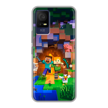 Силиконовый чехол на TCL 408 с принтом Майнкрафт Minecraft