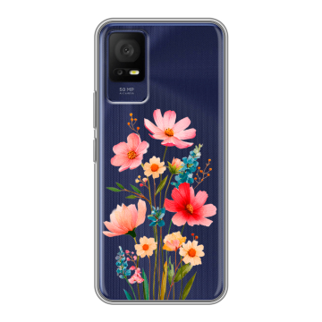 Силиконовый чехол на TCL 408 с принтом Цветы Силиконовый чехол на TCL 408 с принтом Цветы