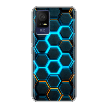 Силиконовый чехол на TCL 408 с принтом Неоновые соты Силиконовый чехол на TCL 408 с принтом Неоновые соты