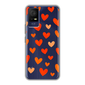 Силиконовый чехол на TCL 408 с принтом Сердечки Силиконовый чехол на TCL 408 с принтом Сердечки