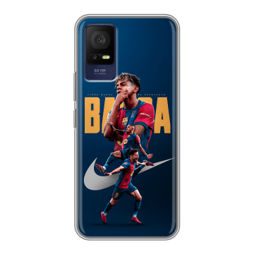 Силиконовый чехол на TCL 408 с принтом Барселона Barca Yamal 