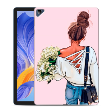 Силиконовый чехол на планшета Huawei Honor Pad X8 с принтом Девушка и букет Силиконовый чехол на планшета Huawei Honor Pad X8 с принтом Девушка и букет