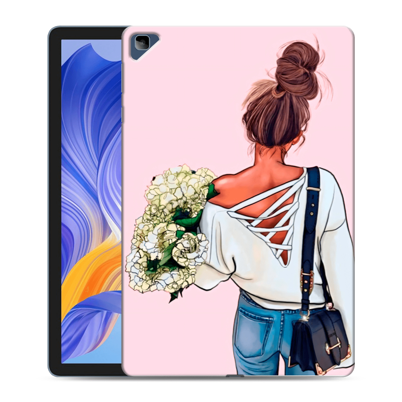 Силиконовый чехол на Huawei Honor Pad X8 с принтом Девушка и букет Силиконовый чехол на Huawei Honor Pad X8 с принтом Девушка и букет