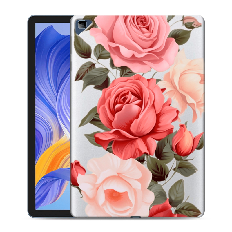 Силиконовый противоударный чехол на Huawei Honor Pad X8 с принтом Розы Силиконовый противоударный чехол на Huawei Honor Pad X8 с принтом Розы