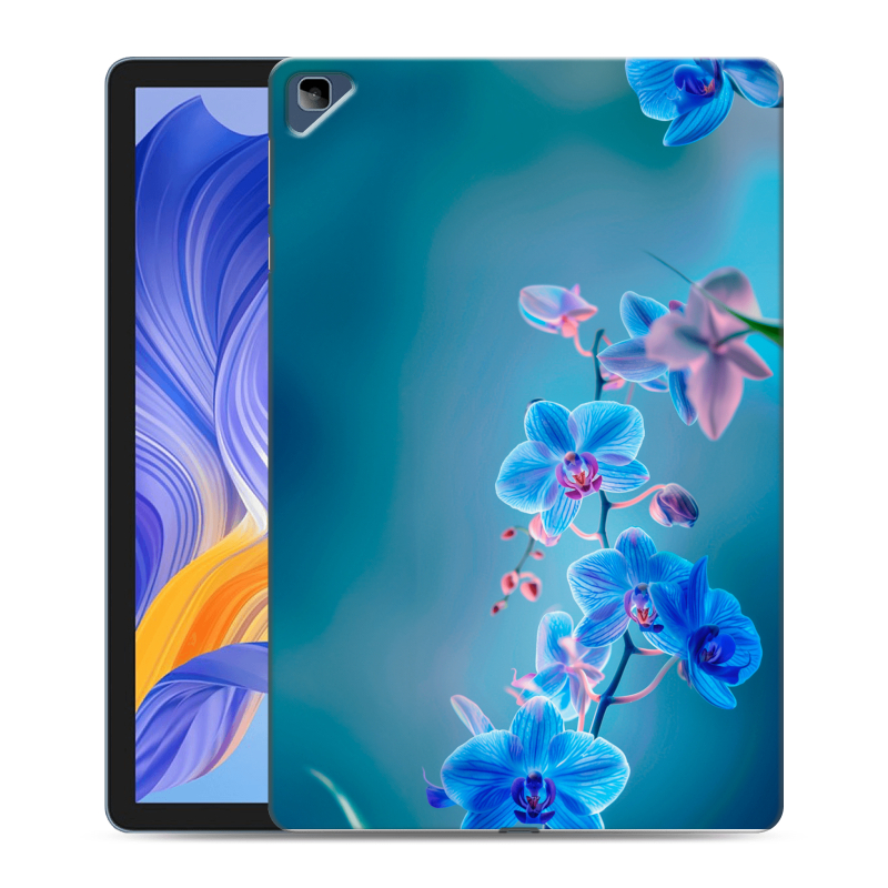 Силиконовый противоударный чехол на Huawei Honor Pad X8 с принтом Голубые цветы Силиконовый противоударный чехол на Huawei Honor Pad X8 с принтом Голубые цветы