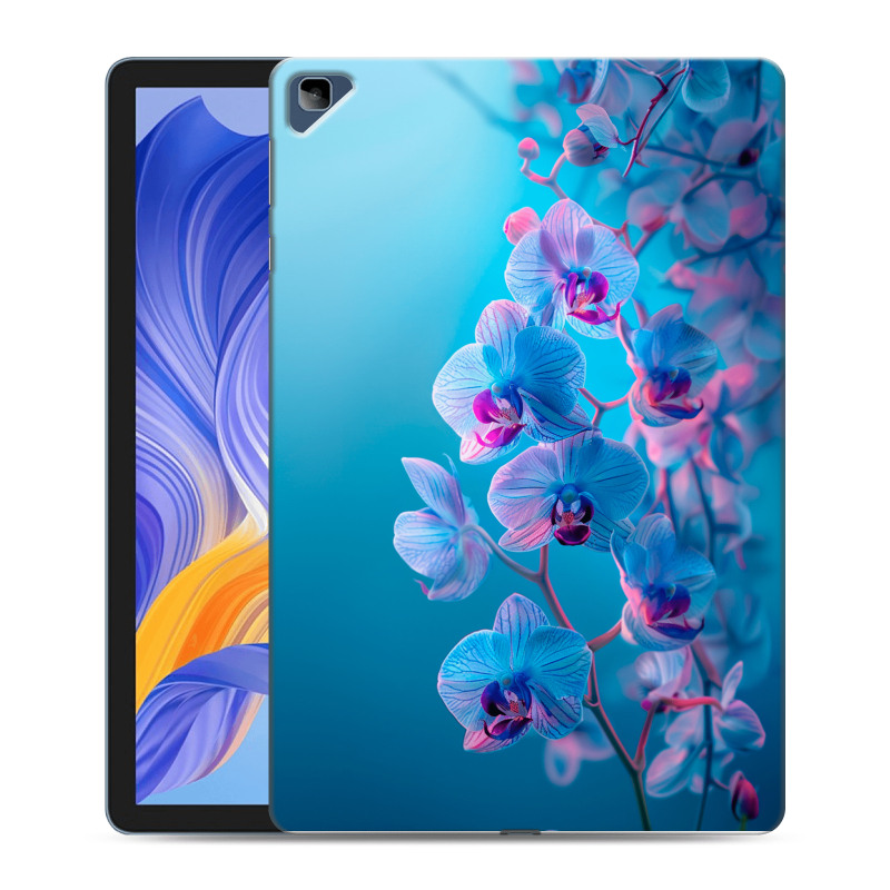 Силиконовый чехол на Huawei Honor Pad X8 с принтом голубые орхидеи Силиконовый чехол на Huawei Honor Pad X8 с принтом голубые орхидеи