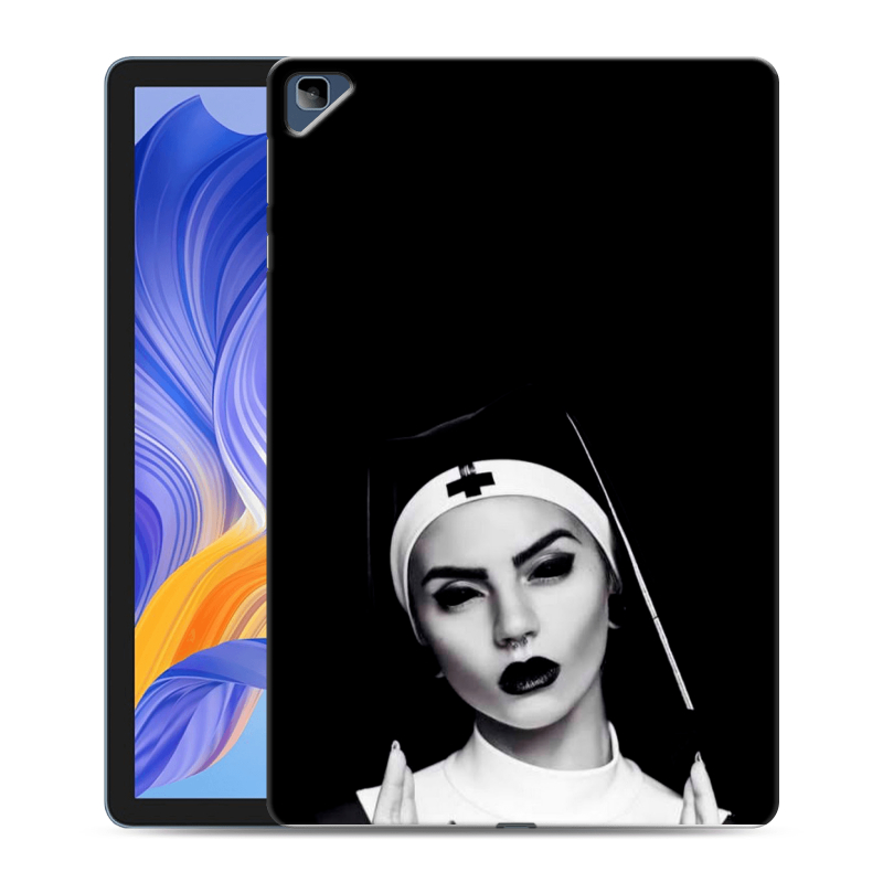 Силиконовый противоударный чехол на Huawei Honor Pad X8 с принтом монашка Силиконовый противоударный чехол на Huawei Honor Pad X8 с принтом монашка