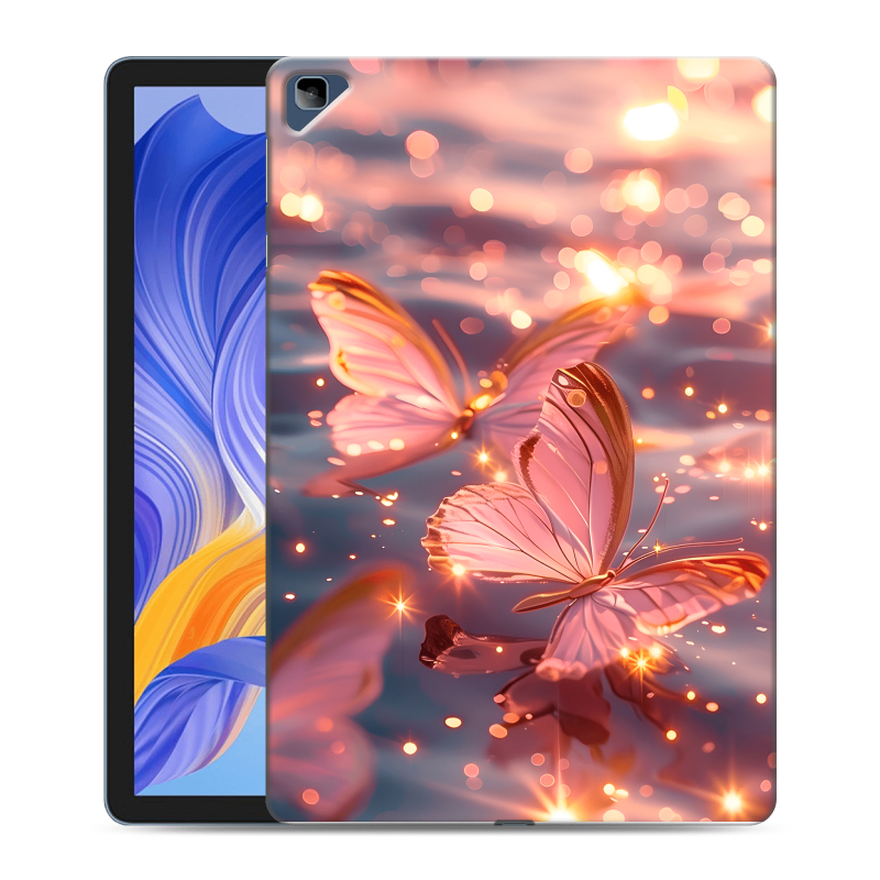 Силиконовый противоударный чехол на Huawei Honor Pad X8 с принтом бабочки розовые Силиконовый противоударный чехол на Huawei Honor Pad X8 с принтом бабочки розовые