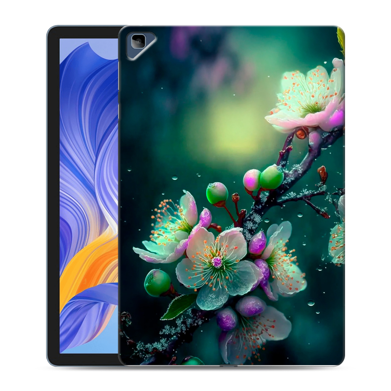 Силиконовый чехол на Huawei Honor Pad X8 с принтом Цветы и мрамор Силиконовый чехол на Huawei Honor Pad X8 с принтом Цветы и мрамор