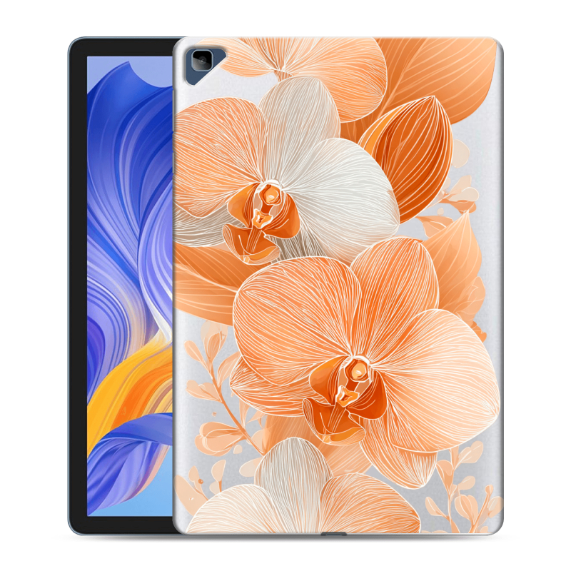 Силиконовый противоударный чехол на Huawei Honor Pad X8 с принтом Бежевые цветы Силиконовый противоударный чехол на Huawei Honor Pad X8 с принтом Бежевые цветы