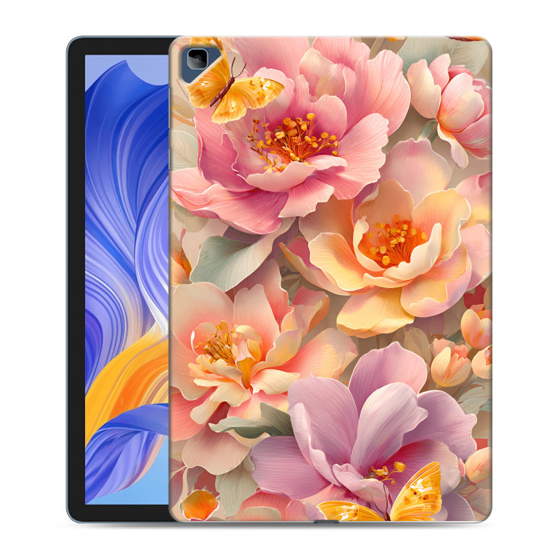 Силиконовый чехол на Huawei Honor Pad X8 с принтом Цветы и бабочки Силиконовый чехол на Huawei Honor Pad X8 с принтом Цветы и бабочки