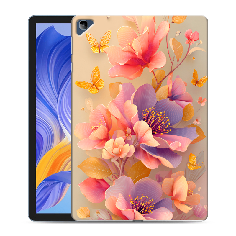 Силиконовый чехол на Huawei Honor Pad X8 с принтом Цветы и бабочки Силиконовый чехол на Huawei Honor Pad X8 с принтом Цветы и бабочки