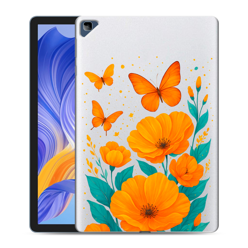 Силиконовый чехол на Huawei Honor Pad X8 с принтом цветы бабочки Силиконовый чехол на Huawei Honor Pad X8 с принтом цветы бабочки