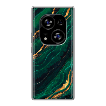 Силиконовый чехол на Tecno Phantom X2 с принтом Мрамор зеленое золото Силиконовый чехол на Tecno Phantom X2 с принтом Мрамор зеленое золото