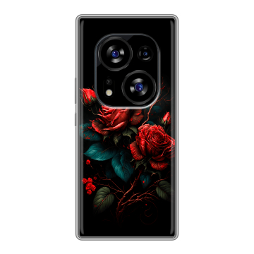 Силиконовый чехол на Tecno Phantom X2 с принтом Розы красные Силиконовый чехол на Tecno Phantom X2 с принтом Розы красные