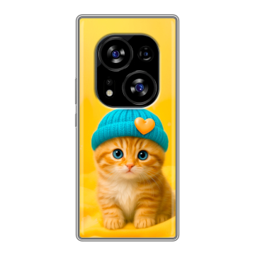 Силиконовый чехол на Tecno Phantom X2 с принтом Котенок в шапке Силиконовый чехол на Tecno Phantom X2 с принтом Котенок в шапке
