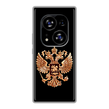 Силиконовый чехол на Tecno Phantom X2 с принтом Герб России золотой