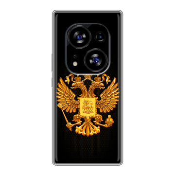 Силиконовый чехол на Tecno Phantom X2 с принтом Герб России желтый Силиконовый чехол на Tecno Phantom X2 с принтом Герб России желтый
