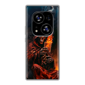 Силиконовый чехол на Tecno Phantom X2 с принтом Скелет и карты Силиконовый чехол на Tecno Phantom X2 с принтом Скелет и карты