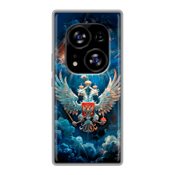 Силиконовый чехол на Tecno Phantom X2 с принтом Герб флаг России Силиконовый чехол на Tecno Phantom X2 с принтом Герб флаг России