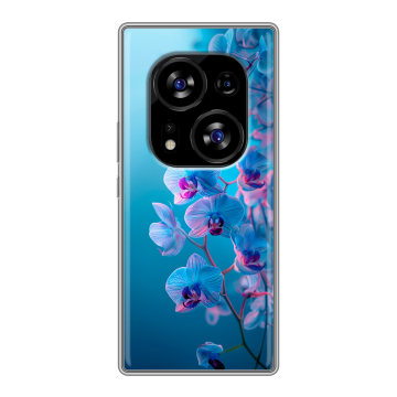 Силиконовый чехол на Tecno Phantom X2 с принтом голубые орхидеи Силиконовый чехол на Tecno Phantom X2 с принтом голубые орхидеи