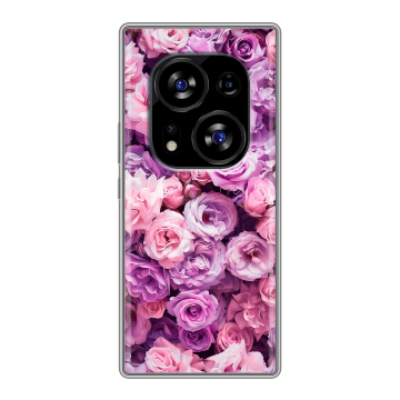 Силиконовый чехол на Tecno Phantom X2 с принтом лавандовые розы