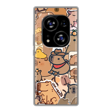 Силиконовый чехол на Tecno Phantom X2 с принтом капибара Силиконовый чехол на Tecno Phantom X2 с принтом капибара