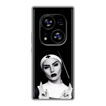 Силиконовый чехол на Tecno Phantom X2 с принтом монашка Силиконовый чехол на Tecno Phantom X2 с принтом монашка
