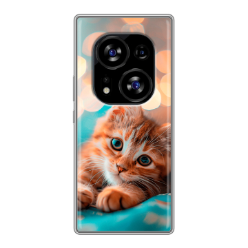 Силиконовый чехол на Tecno Phantom X2 с принтом котик Силиконовый чехол на Tecno Phantom X2 с принтом котик
