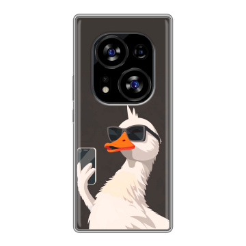 Силиконовый чехол на Tecno Phantom X2 с принтом утка в очках Силиконовый чехол на Tecno Phantom X2 с принтом утка в очках