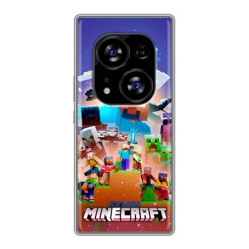 Силиконовый чехол на Tecno Phantom X2 с принтом Майнкрафт Minecraft