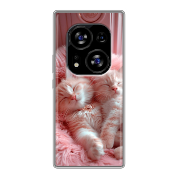 Силиконовый чехол на Tecno Phantom X2 с принтом котята котики