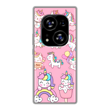 Силиконовый чехол на Tecno Phantom X2 с принтом Единороги и радуга Силиконовый чехол на Tecno Phantom X2 с принтом Единороги и радуга