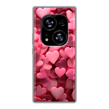 Силиконовый чехол на Tecno Phantom X2 с принтом розовые сердечки Силиконовый чехол на Tecno Phantom X2 с принтом розовые сердечки