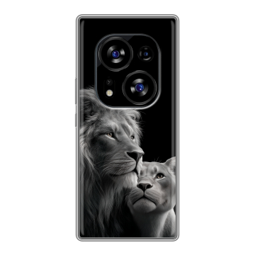 Силиконовый чехол на Tecno Phantom X2 с принтом Лев кошки