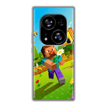 Силиконовый чехол на Tecno Phantom X2 с принтом Майнкрафт Minecraft